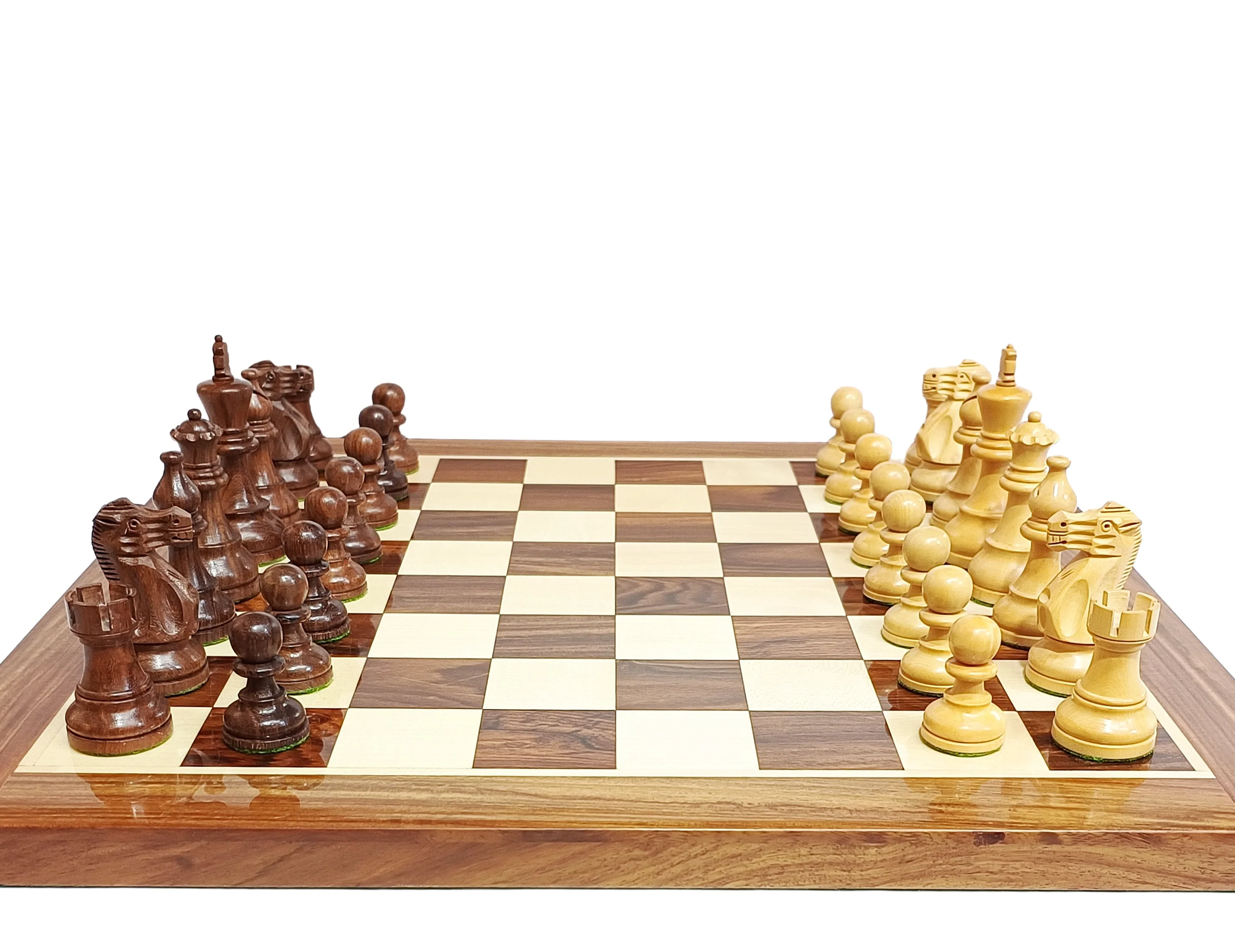 3.9” Professional Staunton Chess Set - Golden Rosewood Board - Image 5