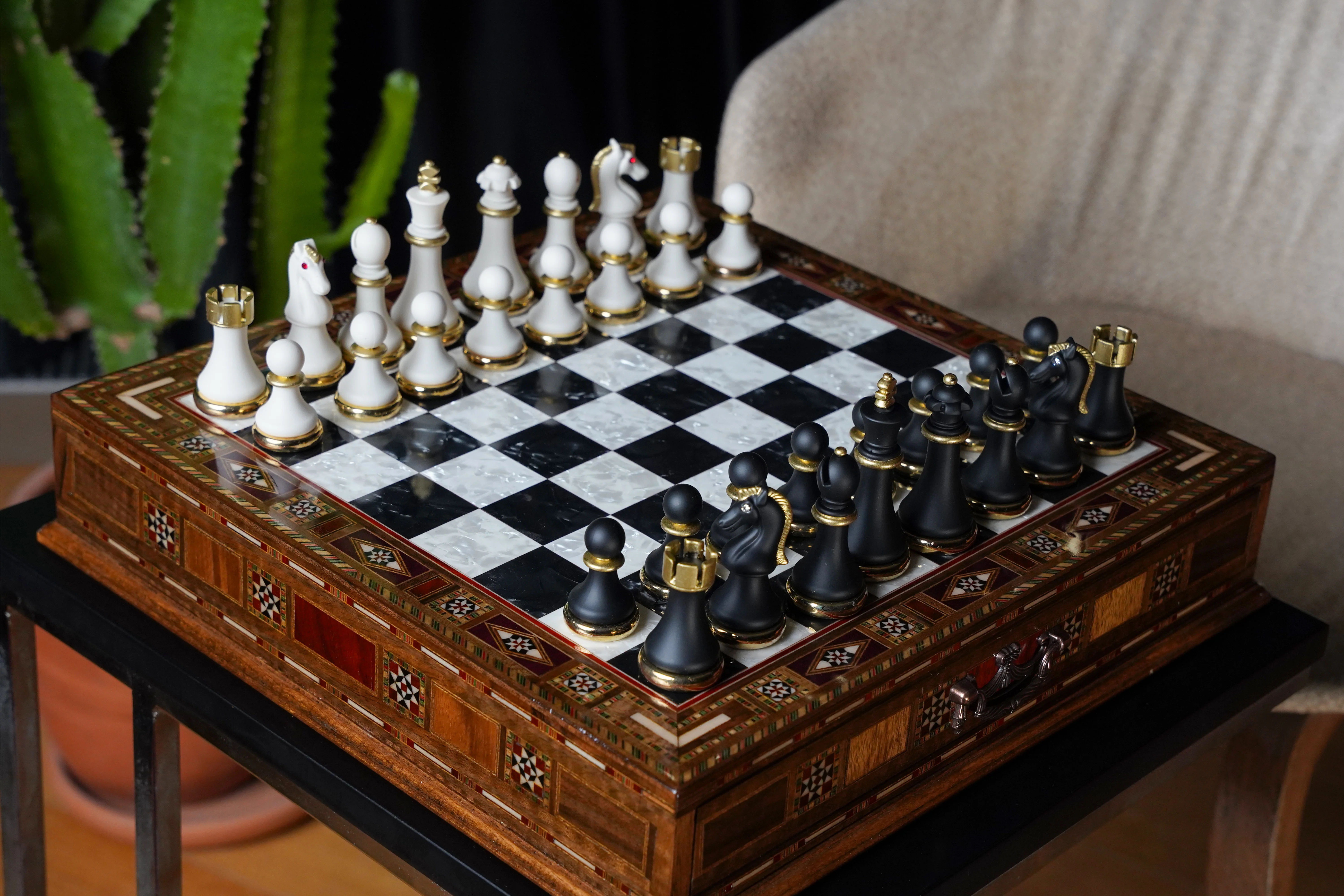 Custom Luxury Chess Set With Storage Units (Walnut) - Image 10