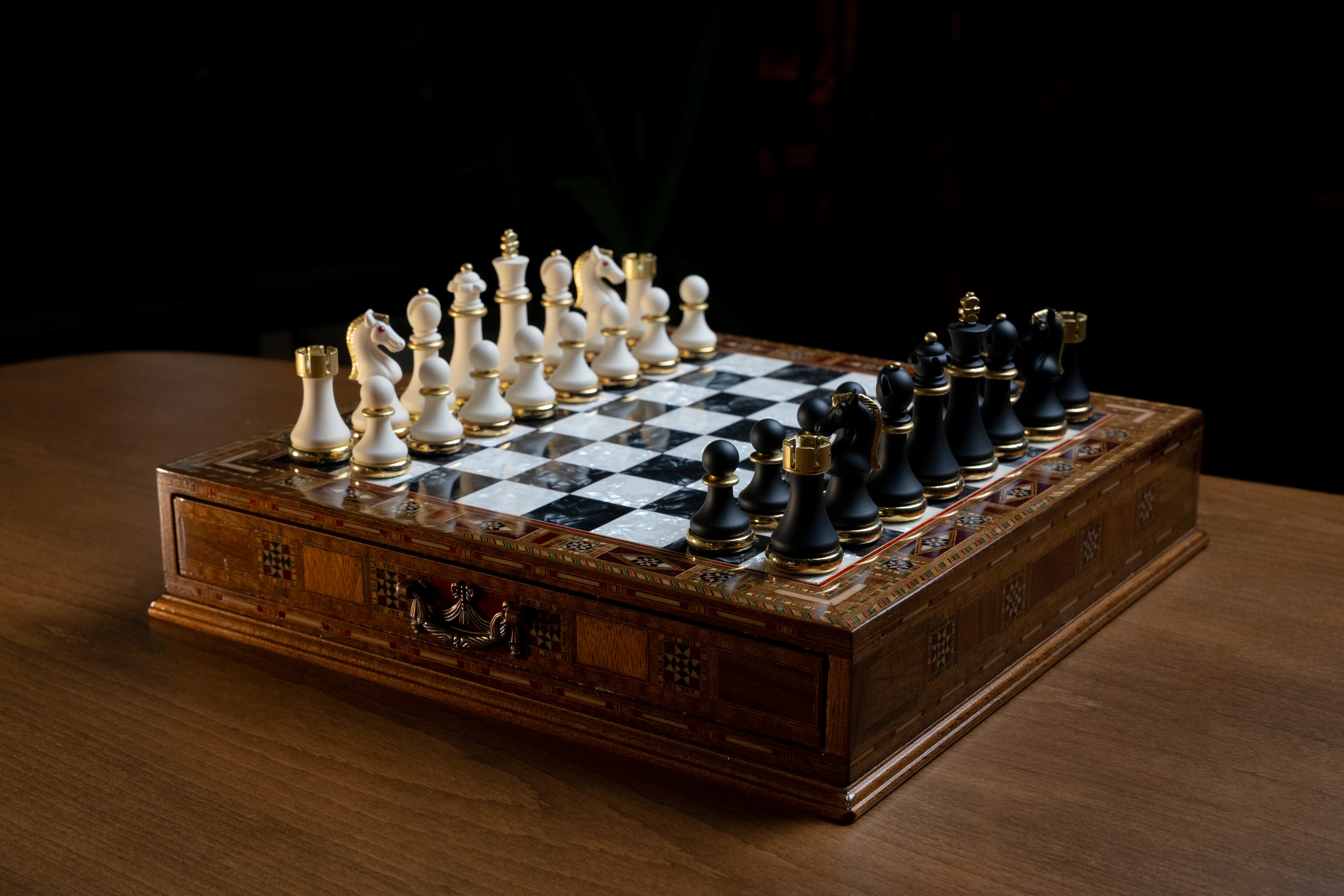 Custom Luxury Chess Set With Storage Units (Walnut) - Image 11