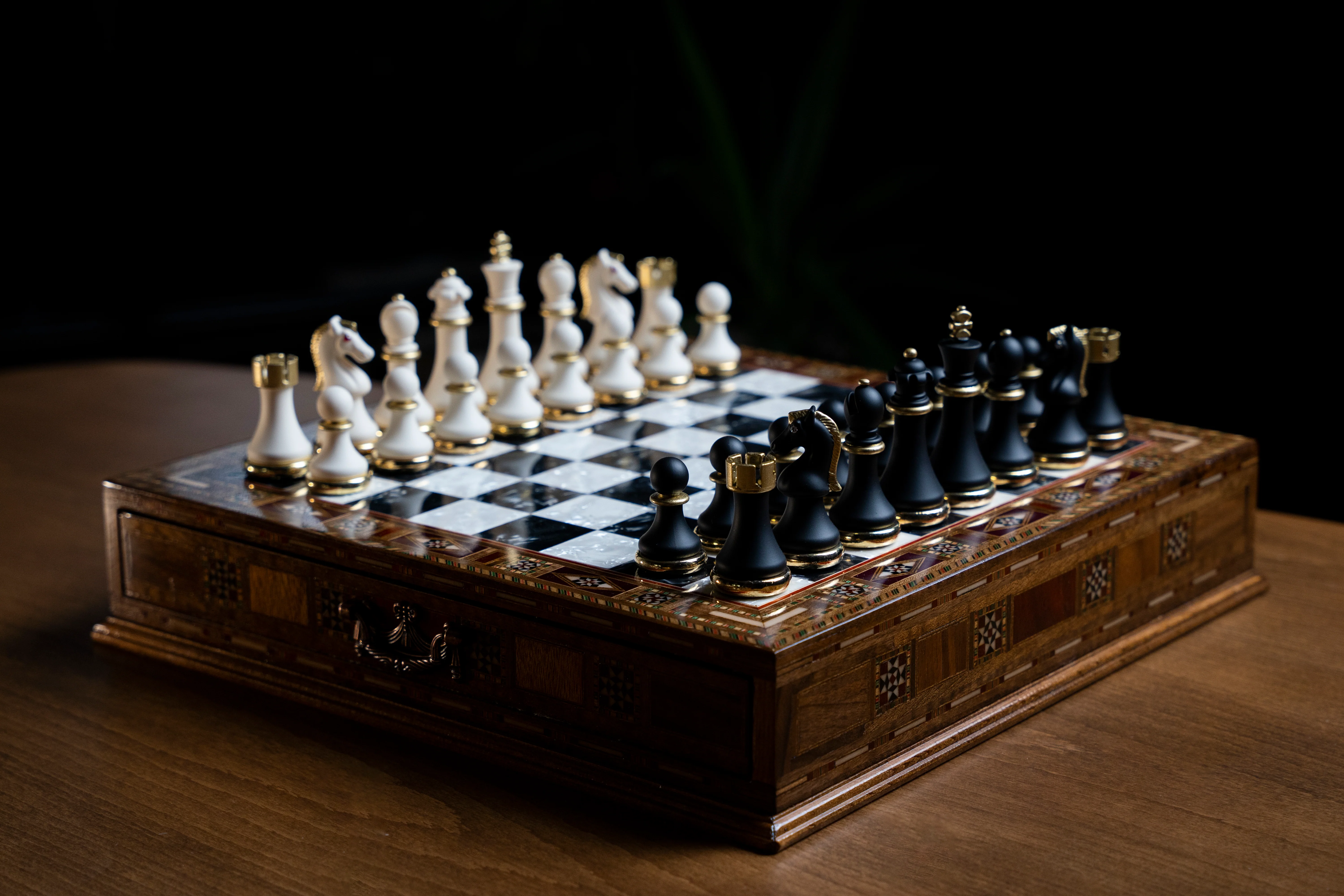 Custom Luxury Chess Set With Storage Units (Walnut) - Image 5