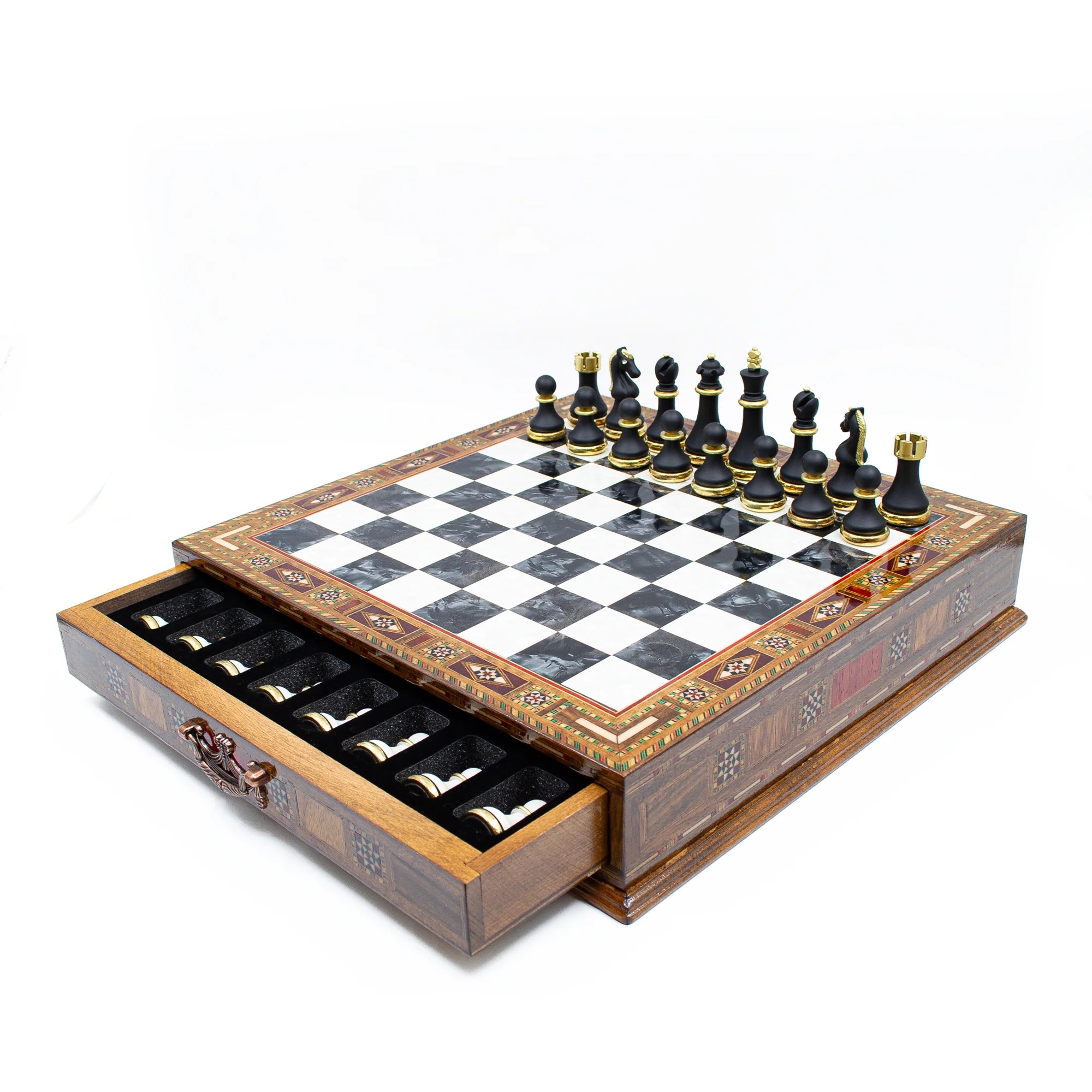 Custom Luxury Chess Set With Storage Units (Walnut) - Image 7