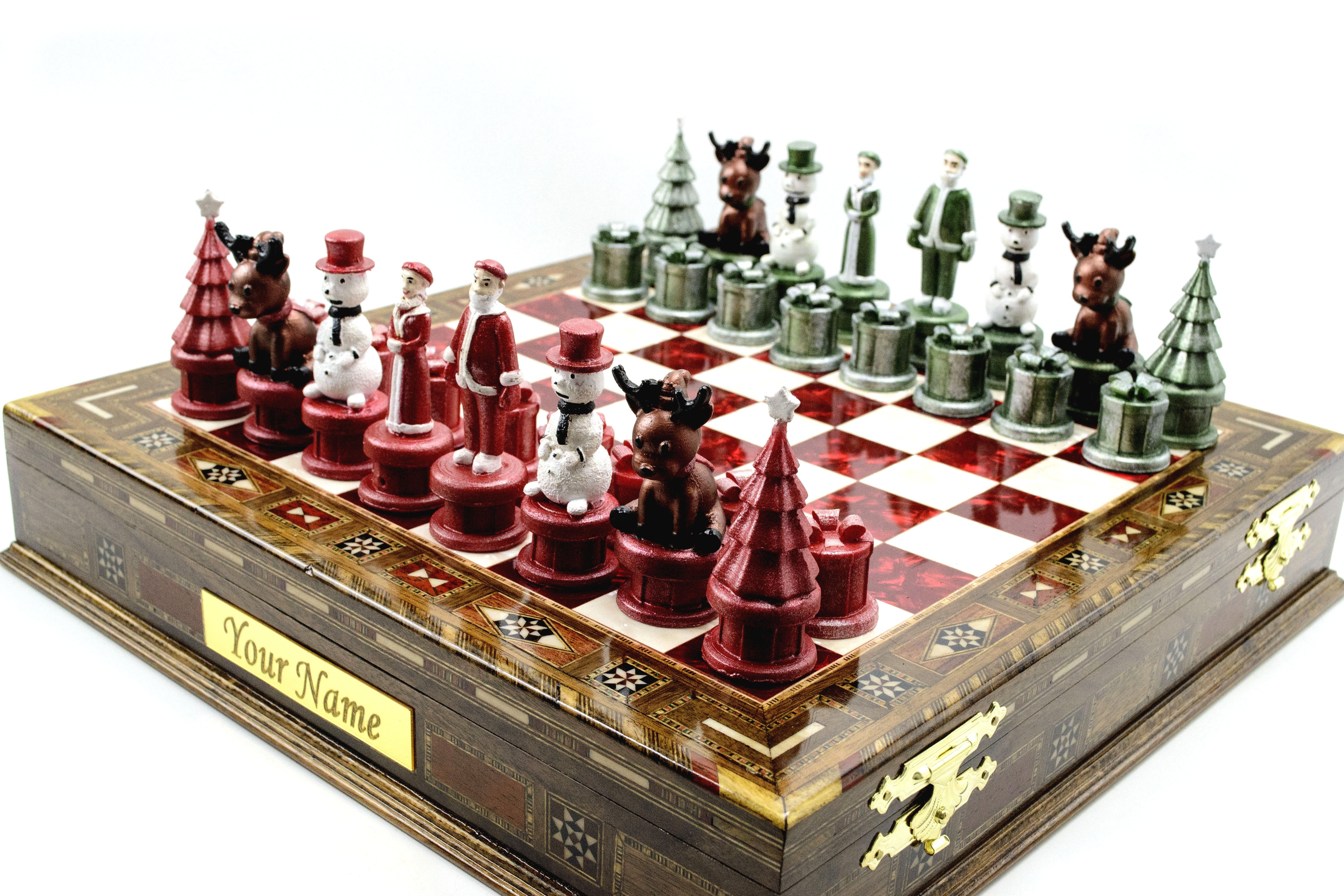 Hand Painted Christmas Themed Chess Set - Image 4