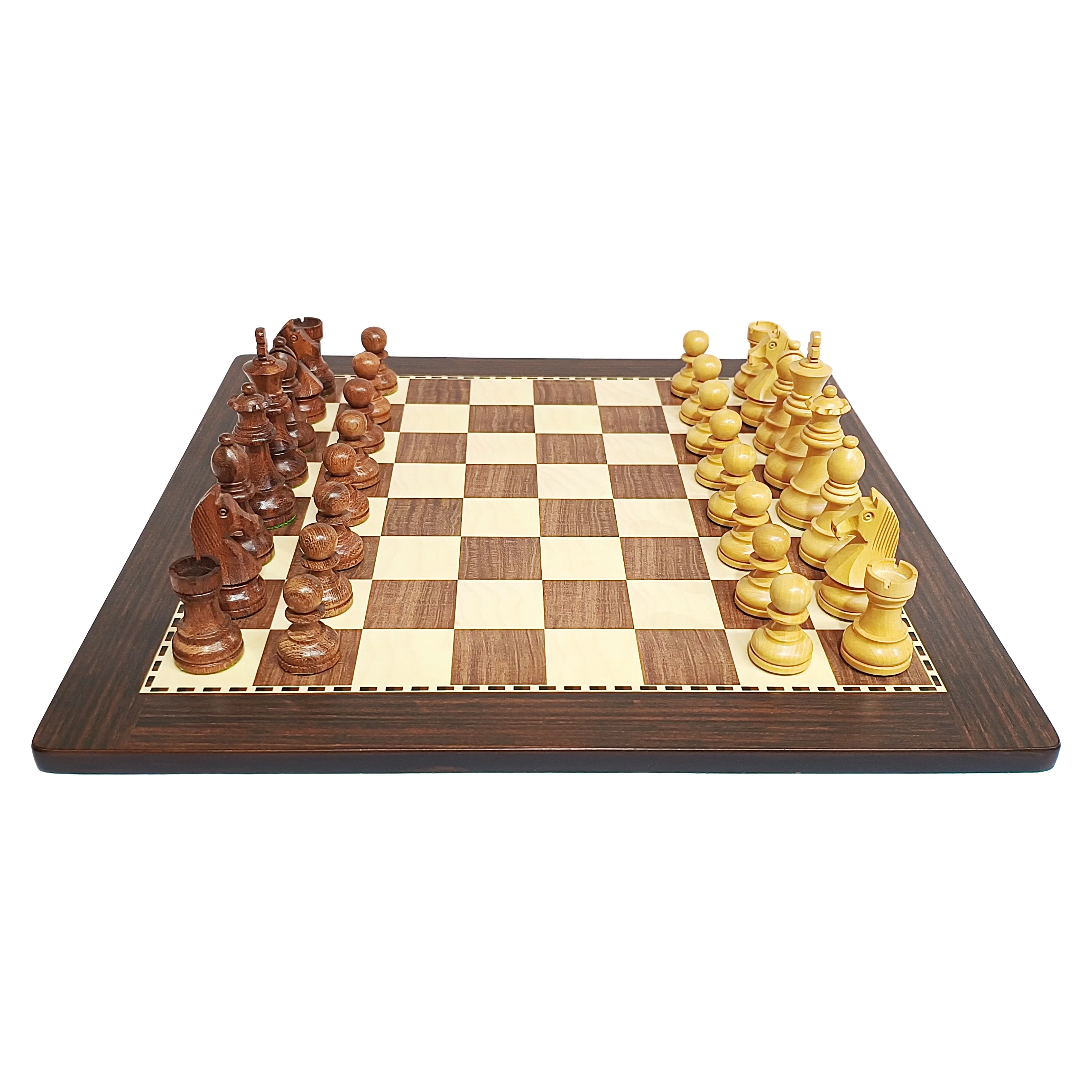 Classic Staunton Wooden Tournament Chess Set - Brown & Beige - Image 3