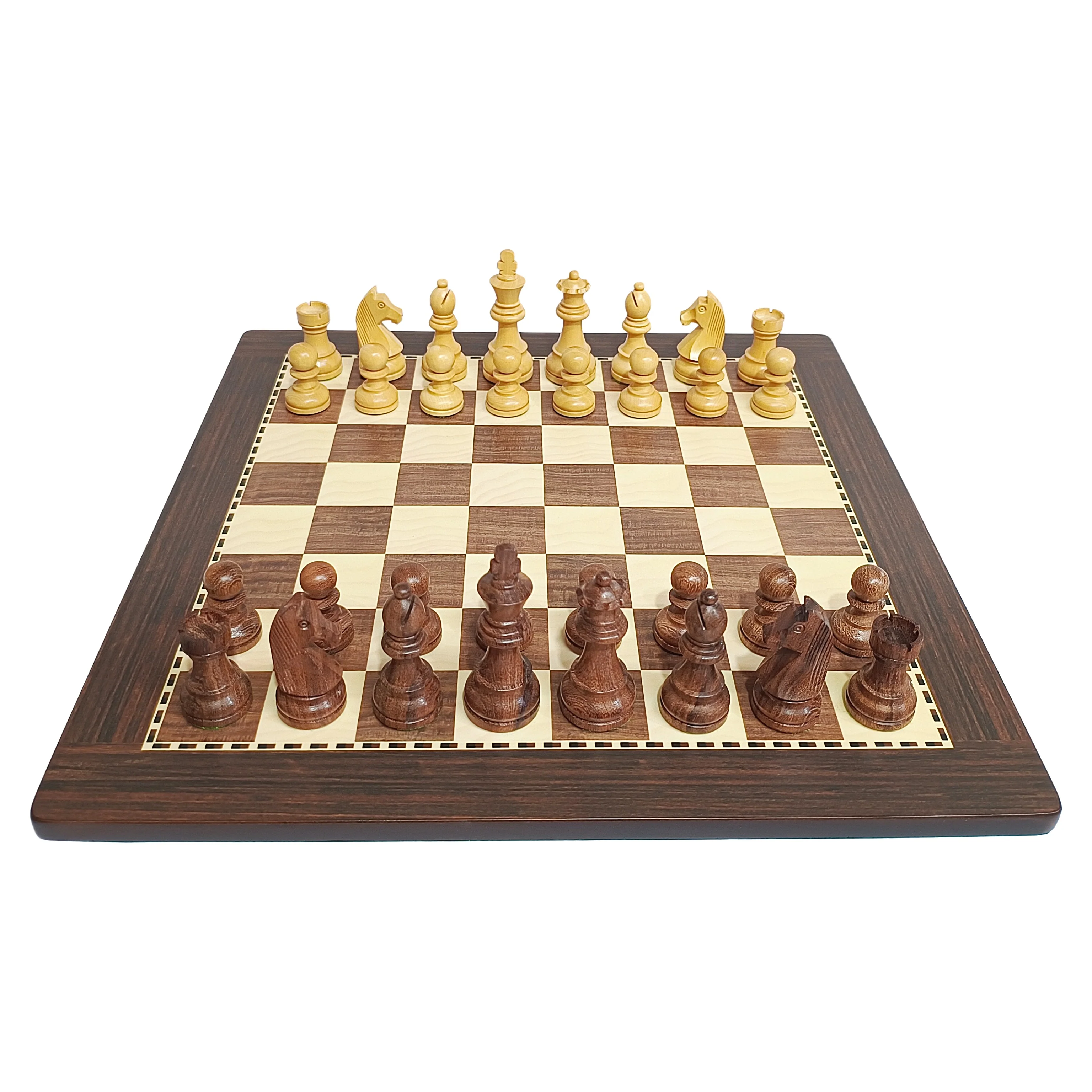 Classic Staunton Wooden Tournament Chess Set - Brown & Beige - Image 4