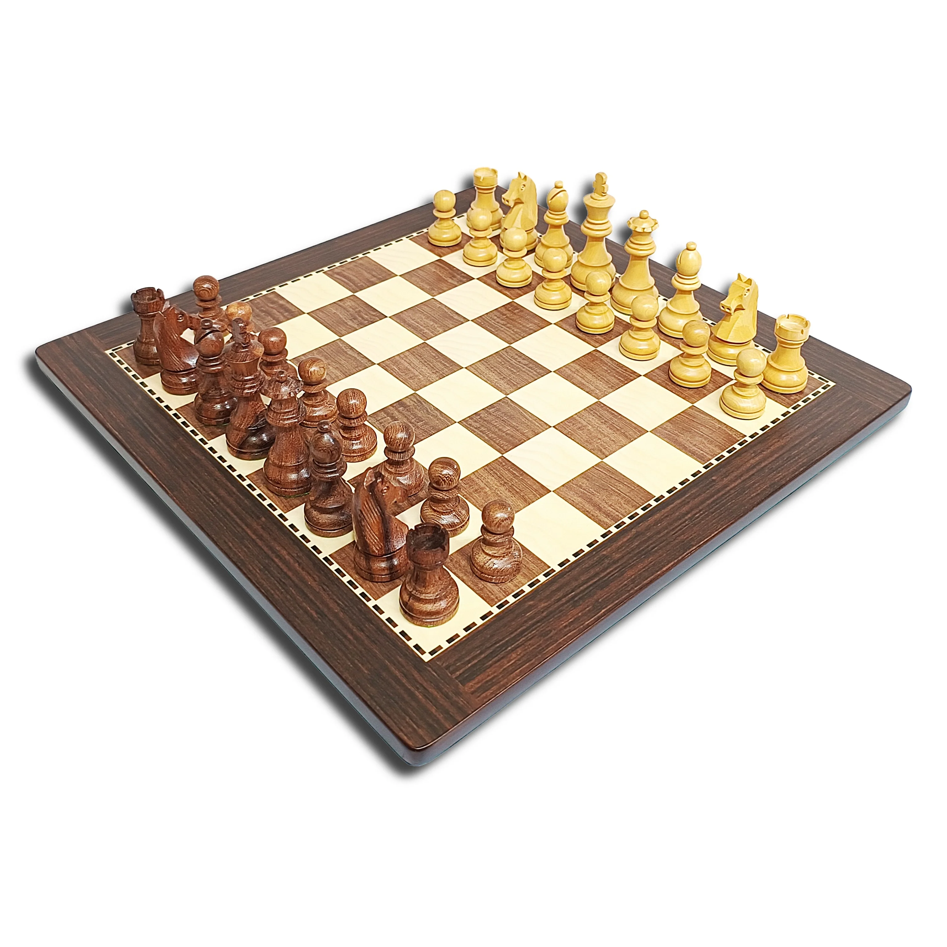 Classic Staunton Wooden Tournament Chess Set - Brown & Beige - Image 5