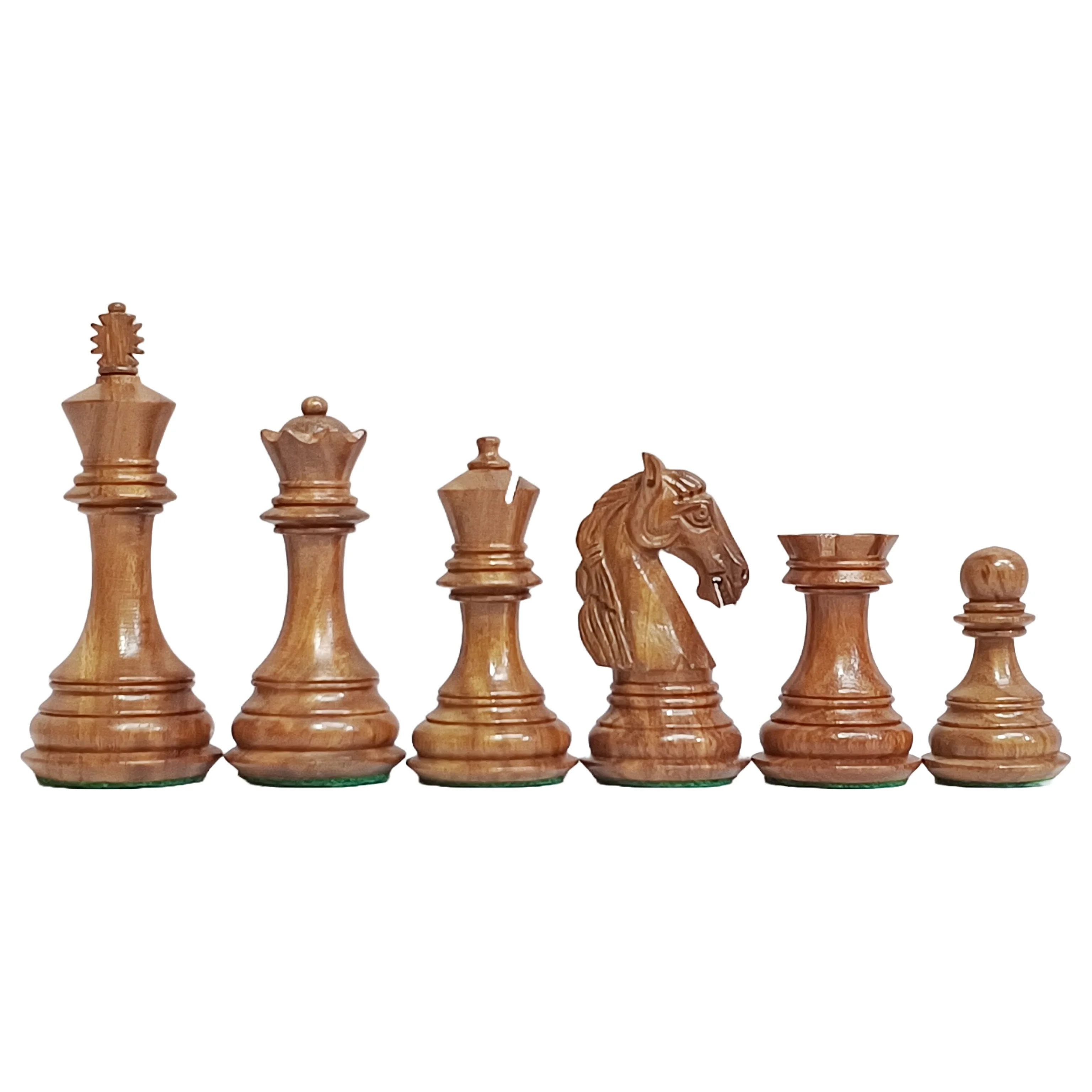 3.85” Professional Colombian Style Staunton Chess Set - Boxwood & Golden Rosewood with Golden Rosewood Board - Image 10