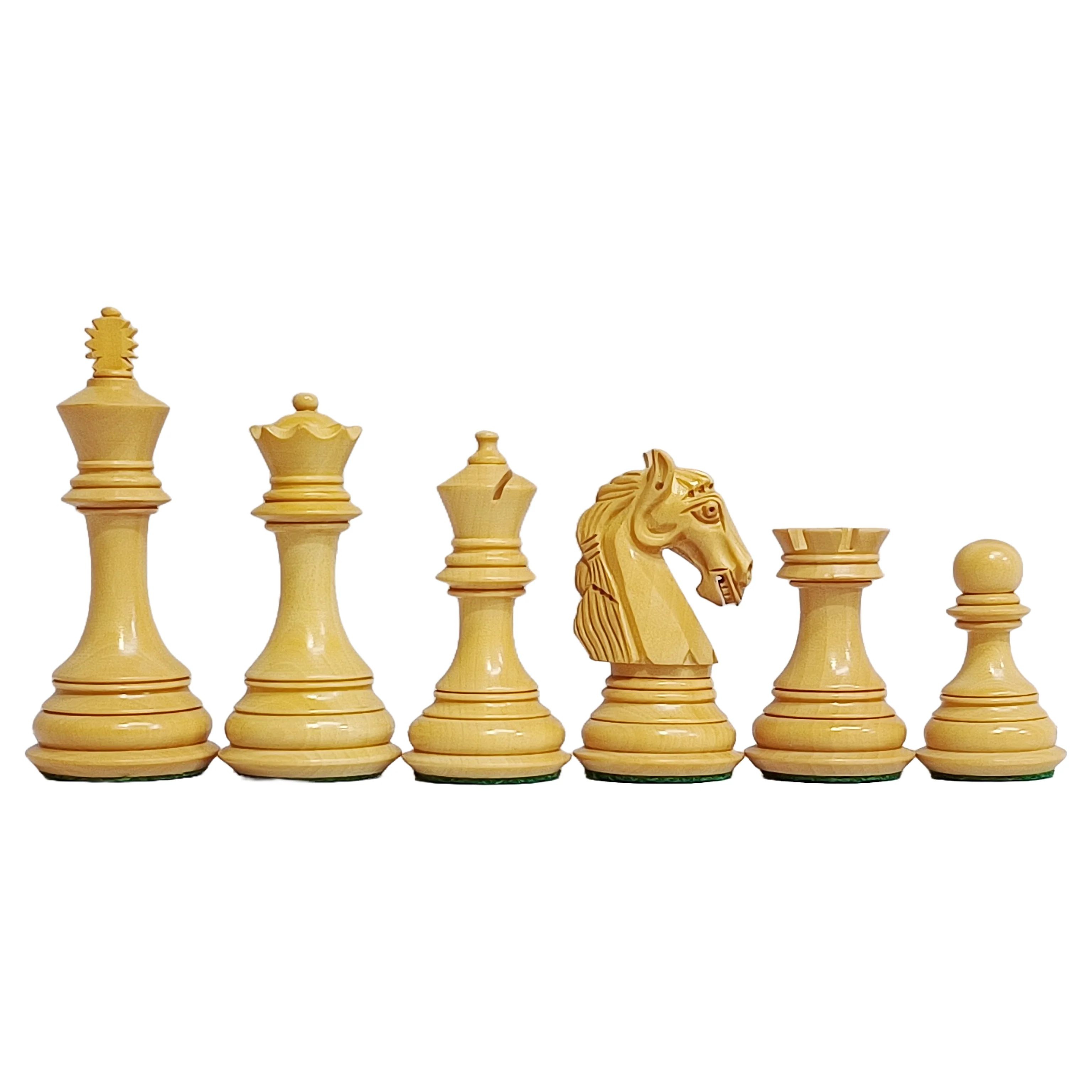 3.85” Professional Colombian Style Staunton Chess Set - Boxwood & Golden Rosewood with Golden Rosewood Board - Image 9