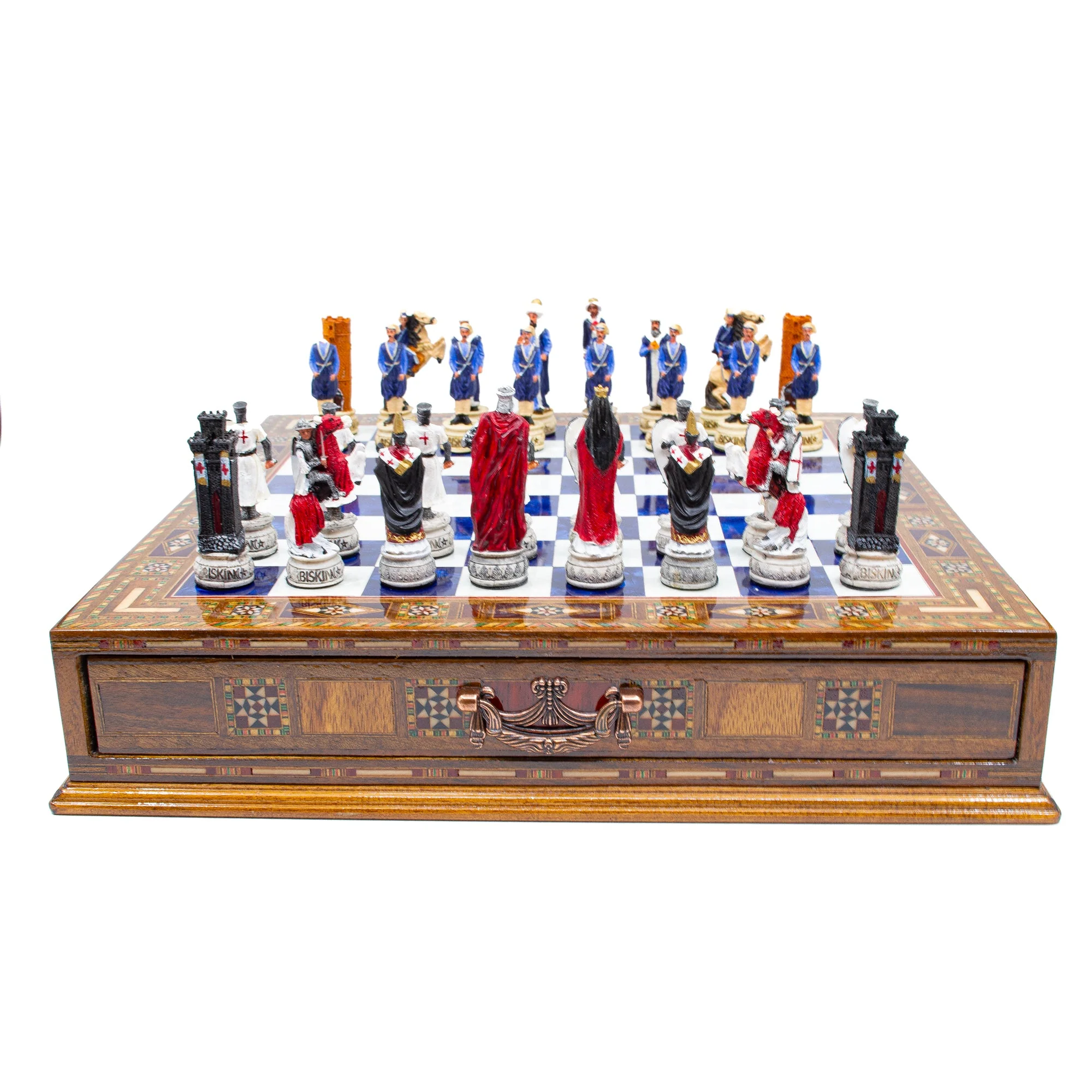 Crusaders and Ottoman Army’s Hand Painted Themed Chess Set With Storage Drawer - Image 5