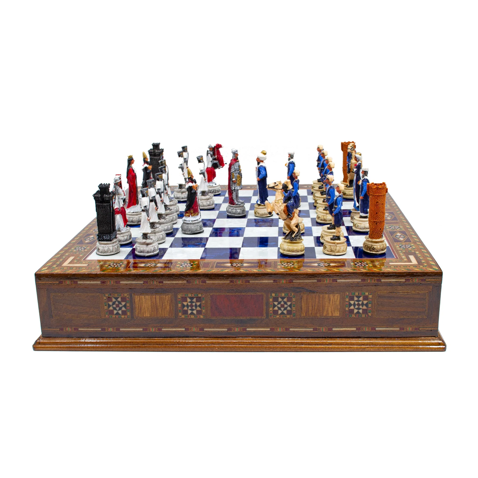 Crusaders and Ottoman Army’s Hand Painted Themed Chess Set With Storage Drawer - Image 7