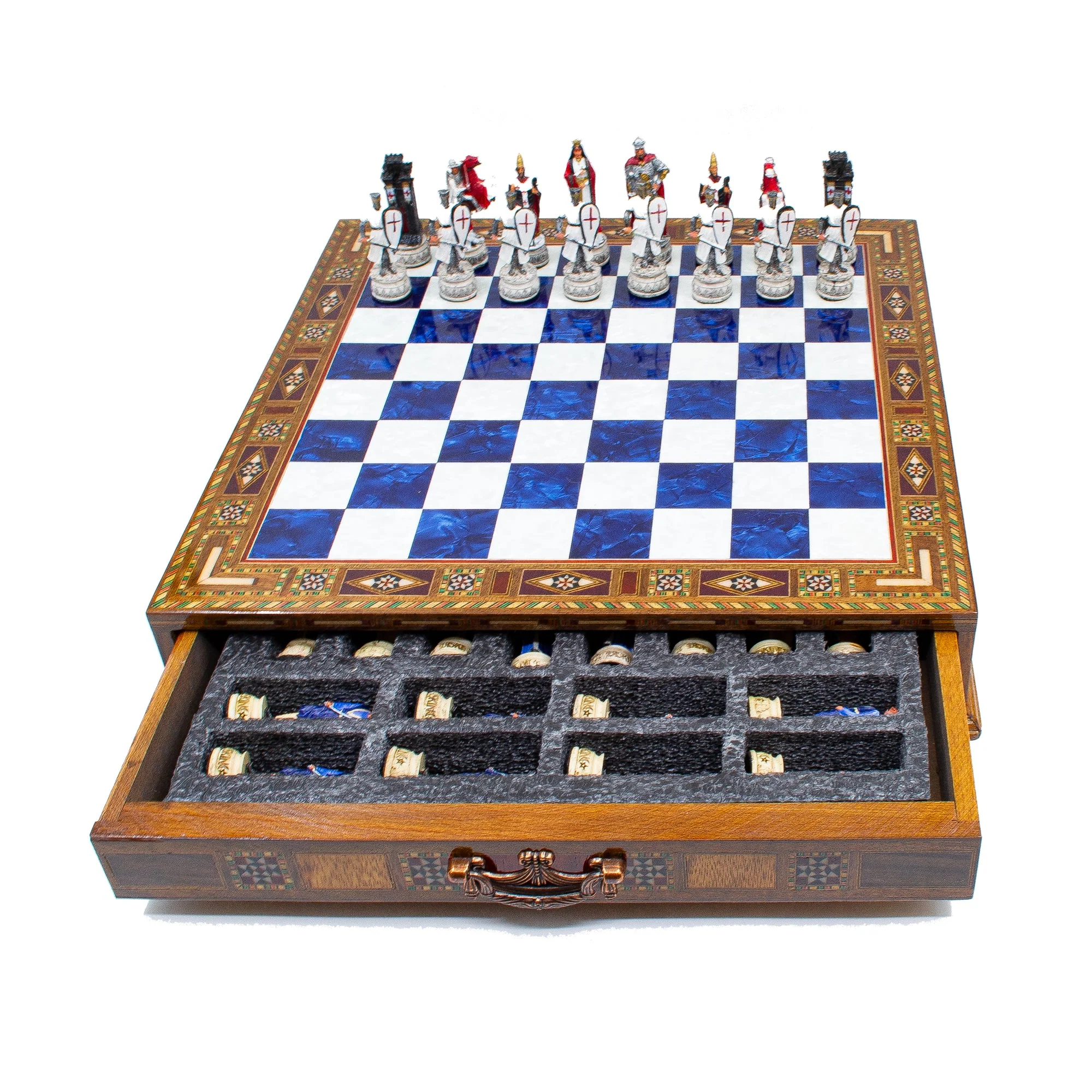 Crusaders and Ottoman Army’s Hand Painted Themed Chess Set With Storage Drawer - Image 9