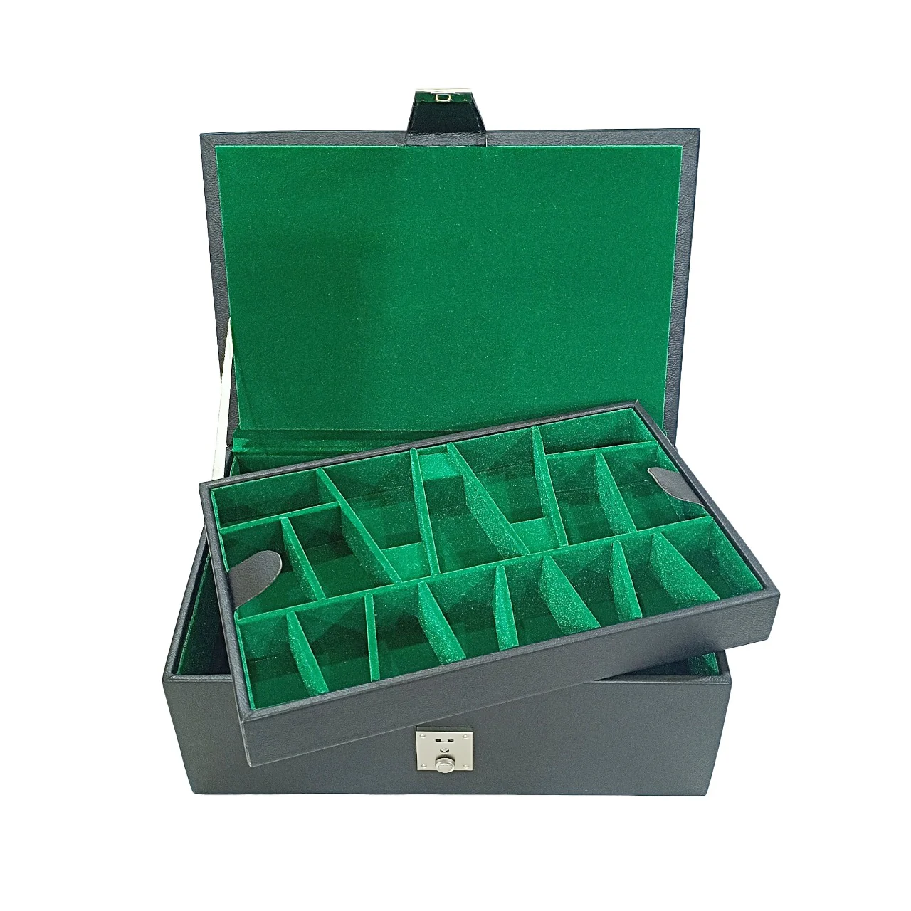 Leatherette Chess Pieces Storage Box - Dual Tray Design - Image 3