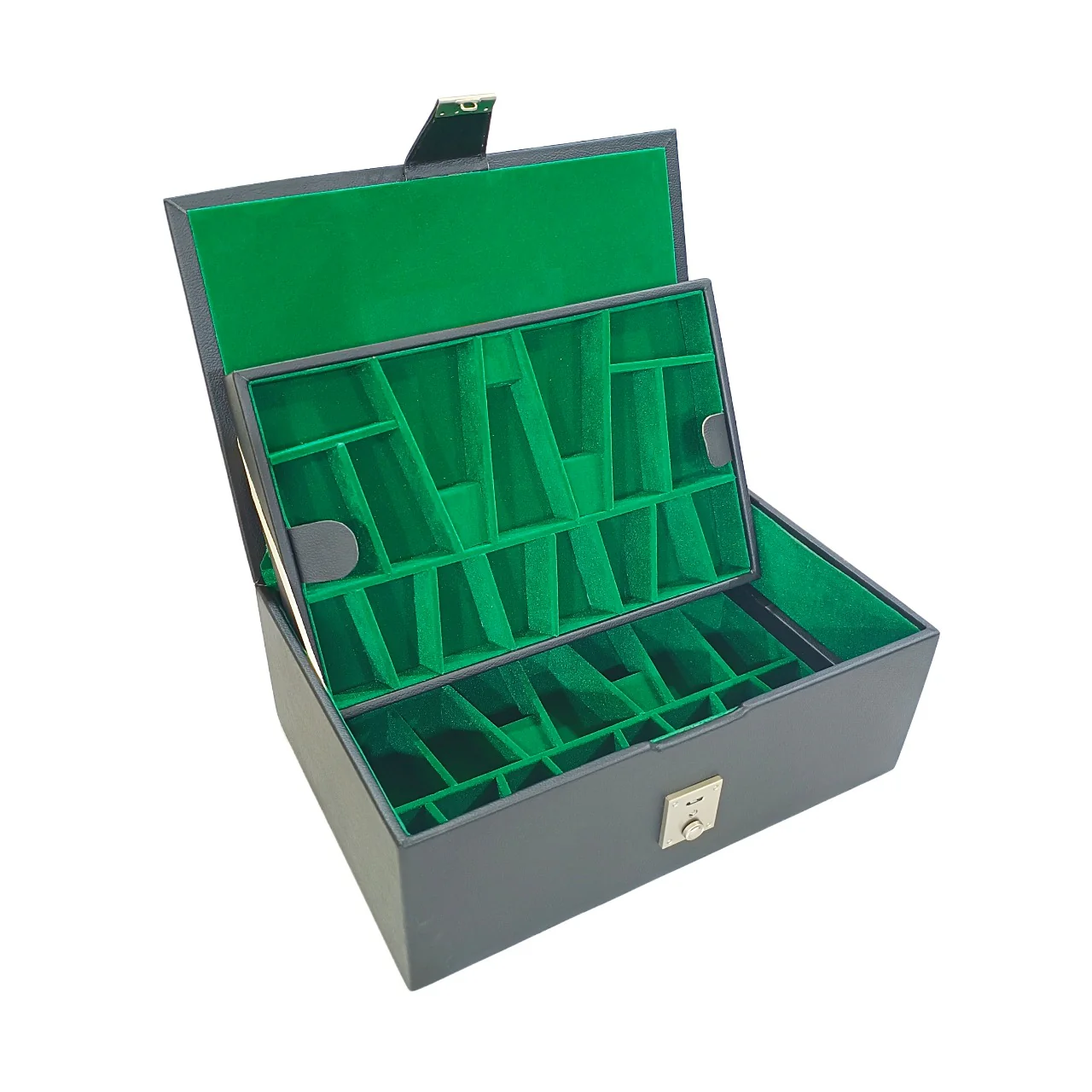 Leatherette Chess Pieces Storage Box - Dual Tray Design - Image 4