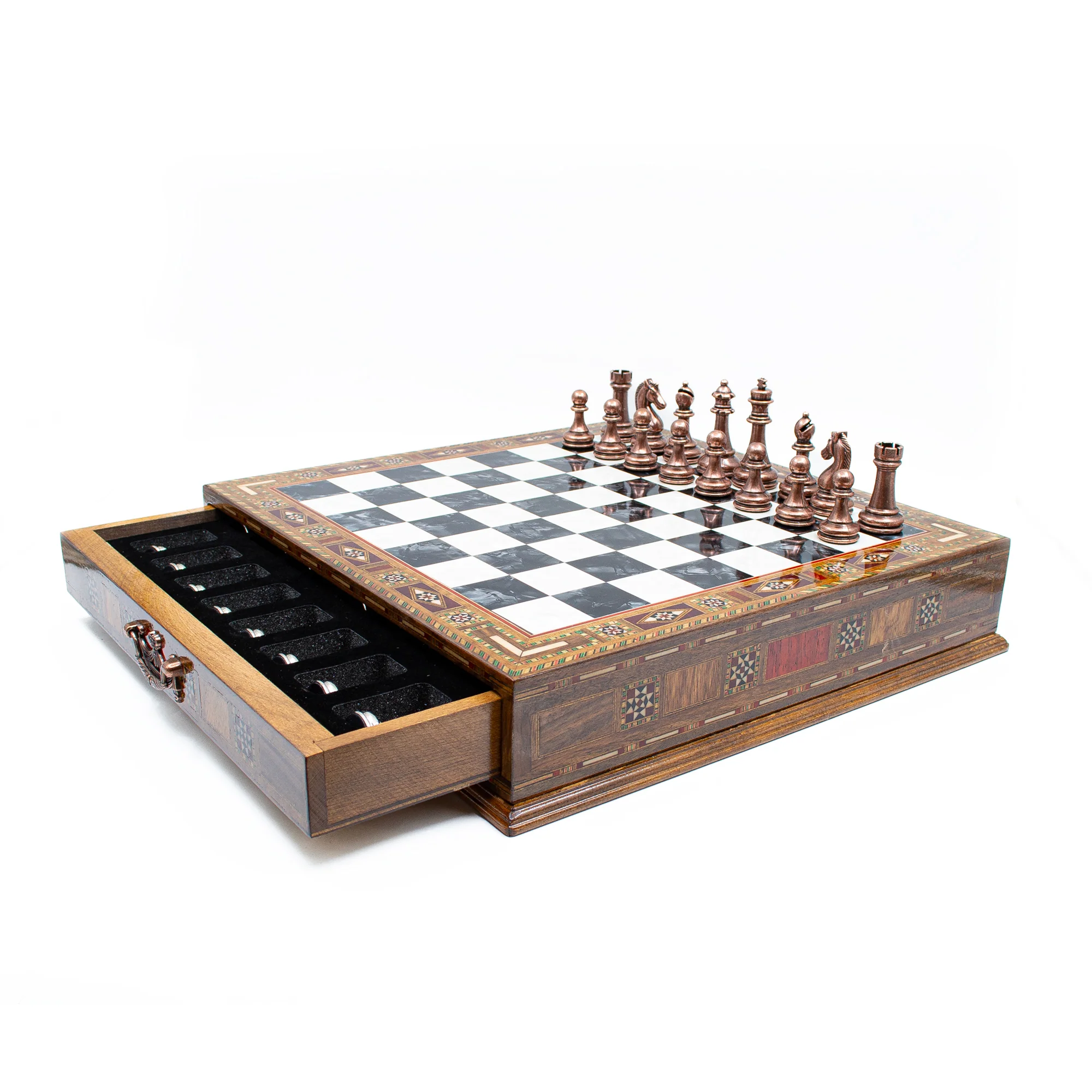 Luxury Chess Board With Storage Drawer - Black - Image 3