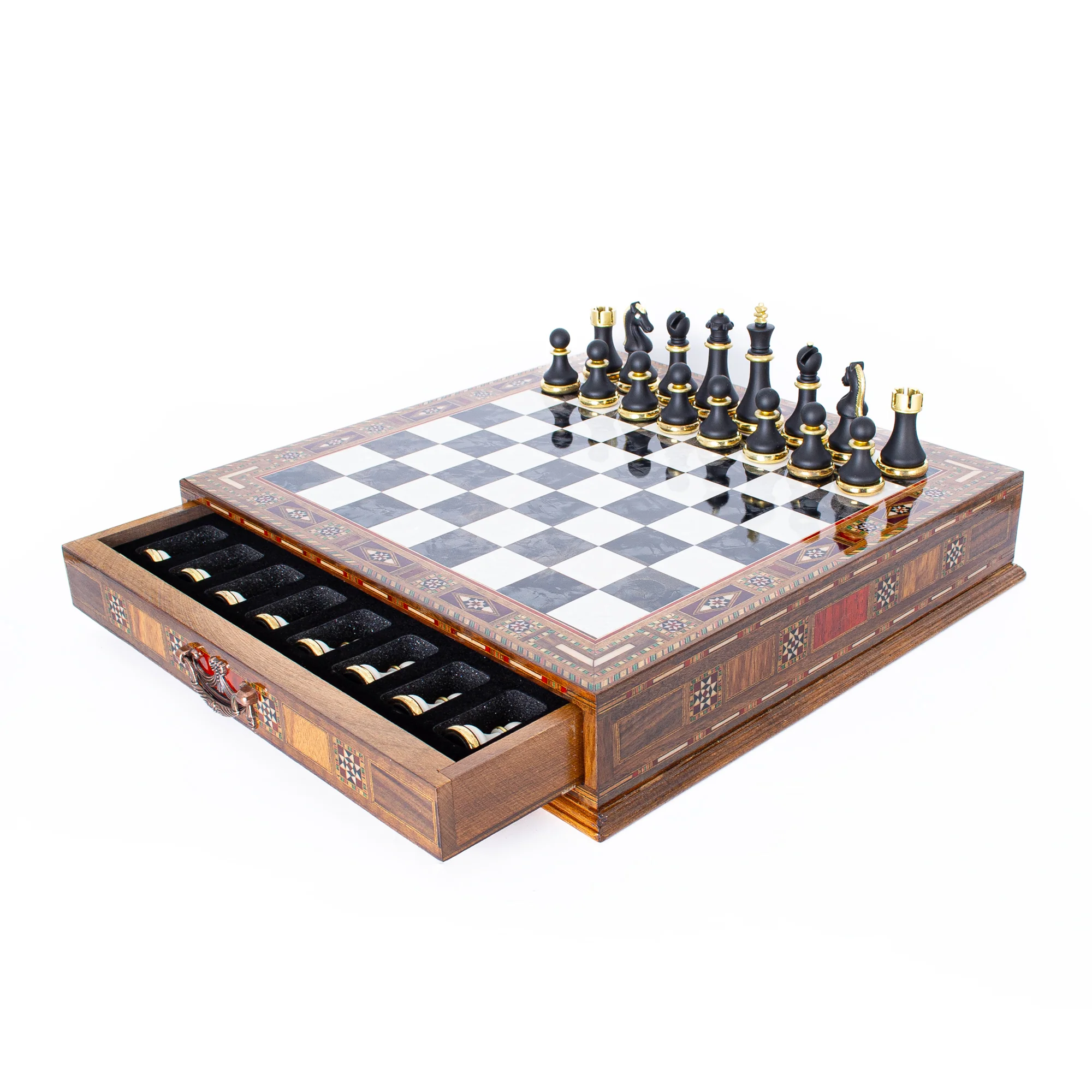 Luxury Chess Board With Storage Drawer - Black - Image 4