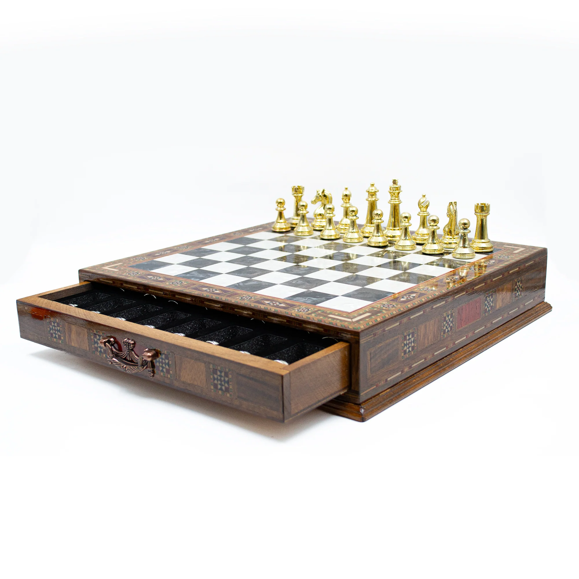Luxury Chess Board With Storage Drawer - Black - Image 6