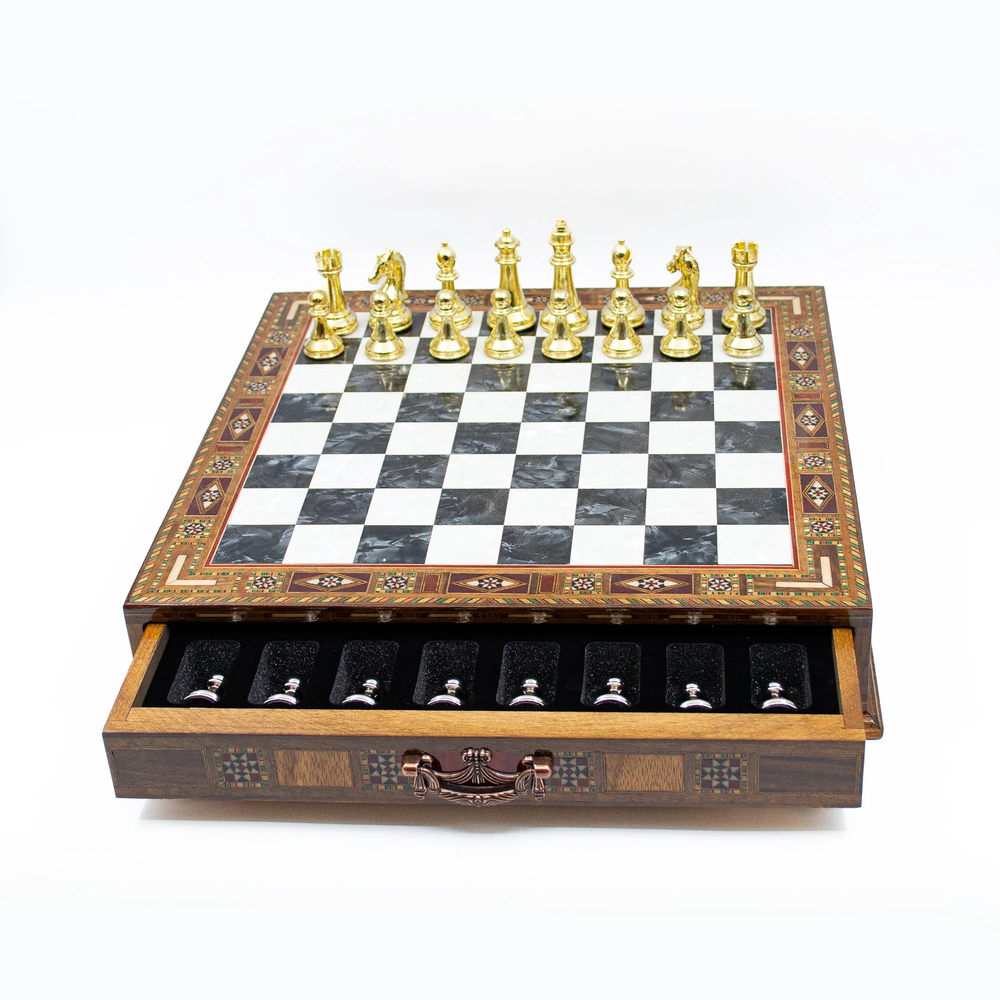 Luxury Chess Board With Storage Drawer - Black - Image 7