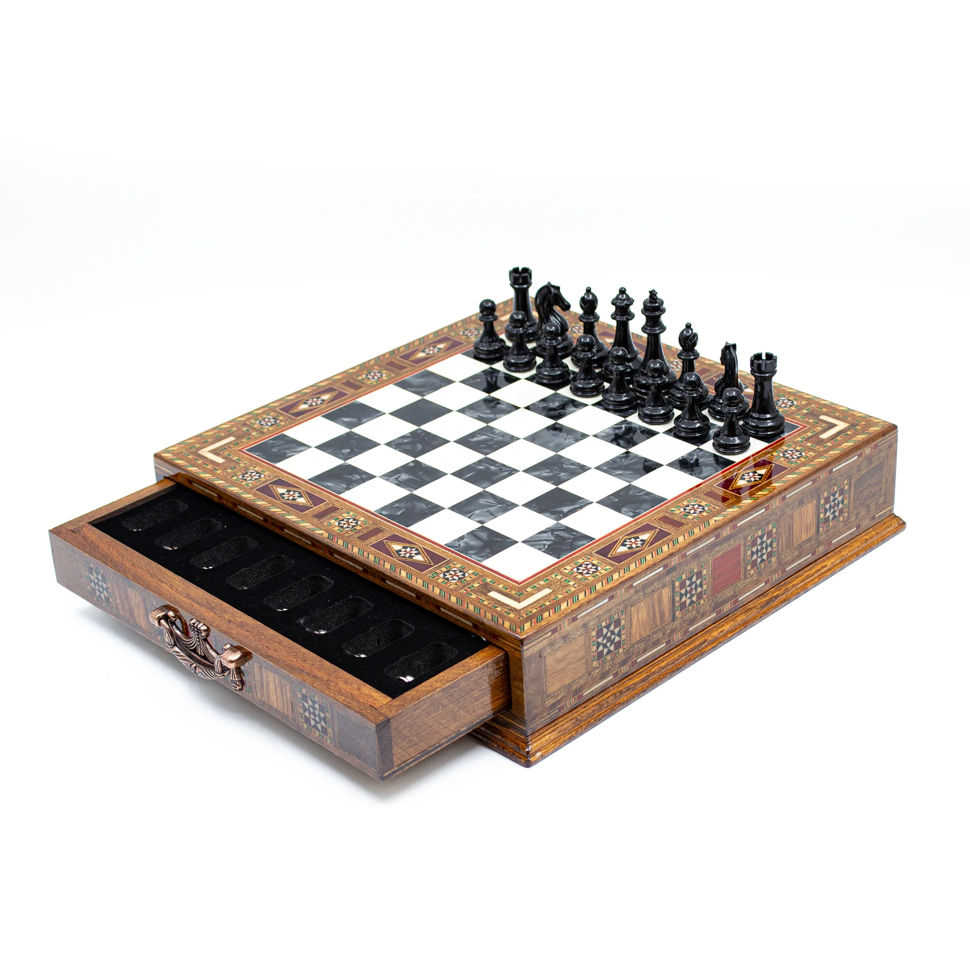 Luxury Chess Board With Storage Drawer - Black - Image 9