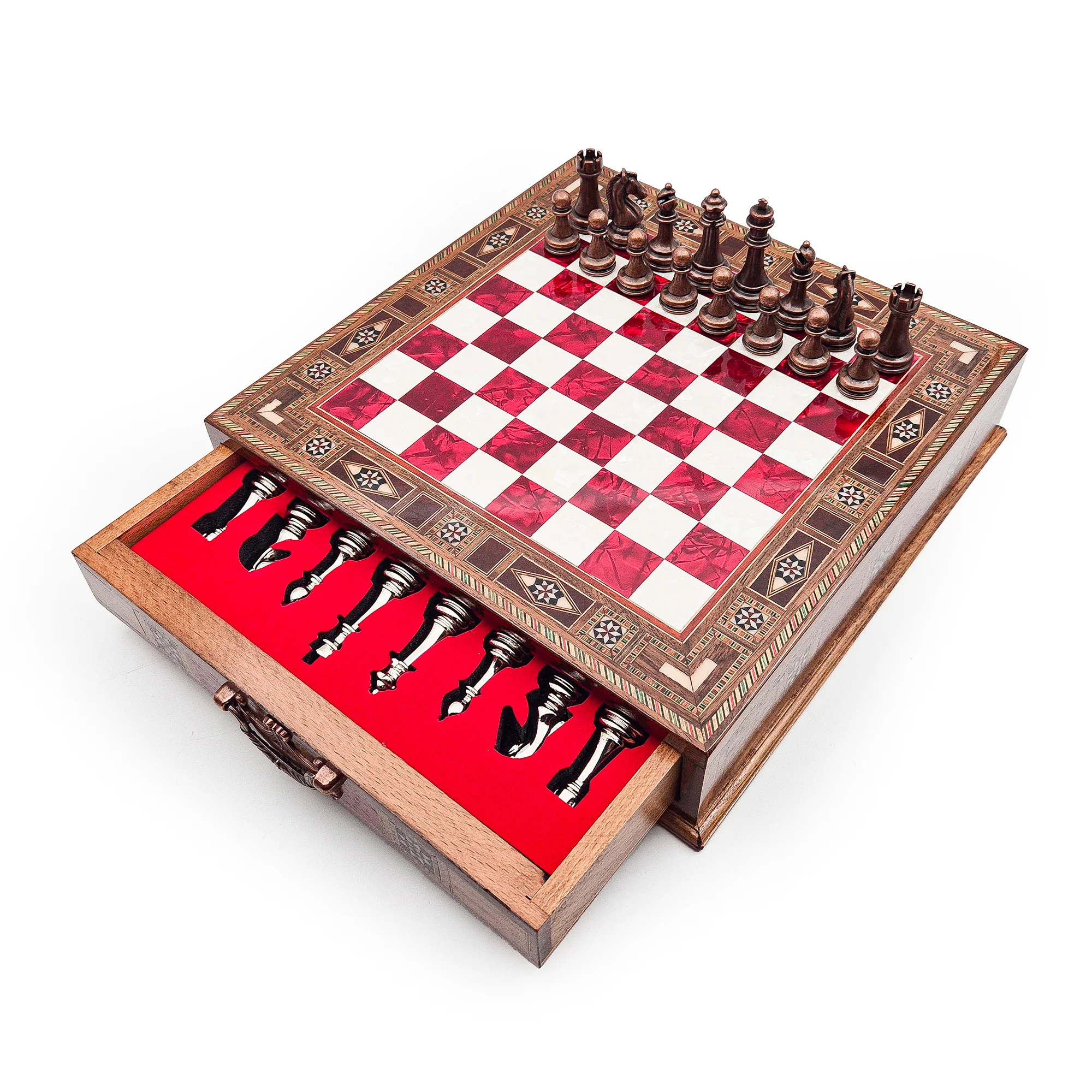 Handmade Luxury Chess Set With Velvet Storage Units - Image 11