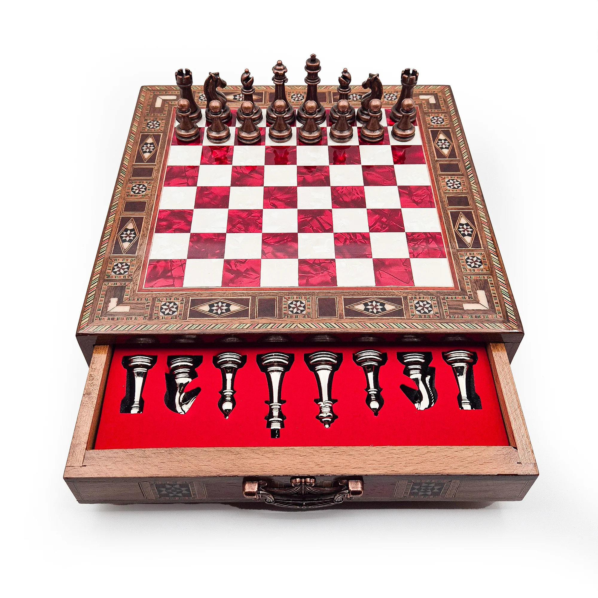 Handmade Luxury Chess Set With Velvet Storage Units - Image 12