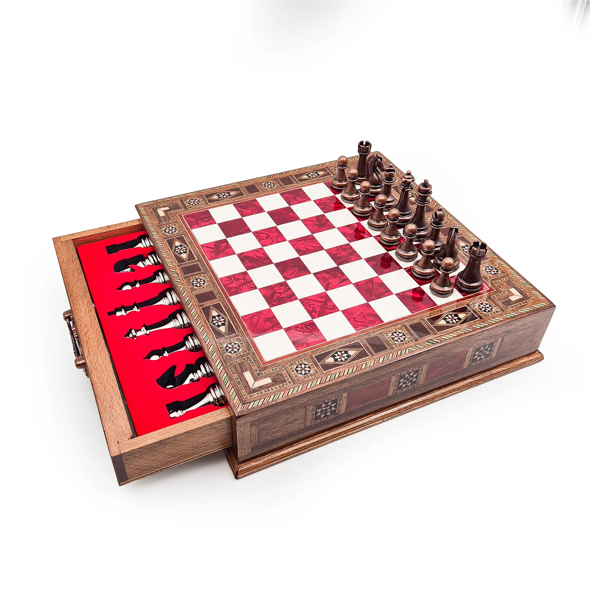 Handmade Luxury Chess Set With Velvet Storage Units - Image 13