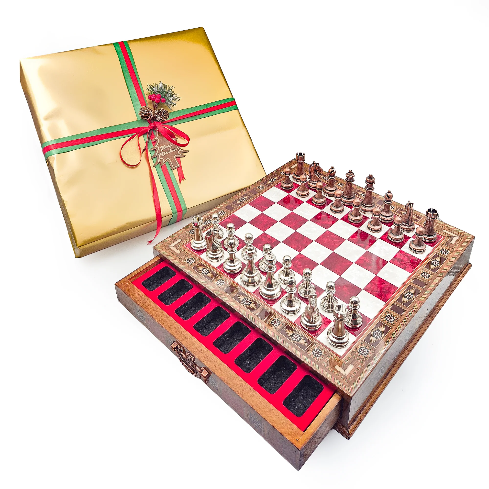 Handmade Luxury Chess Set With Velvet Storage Units - Image 15