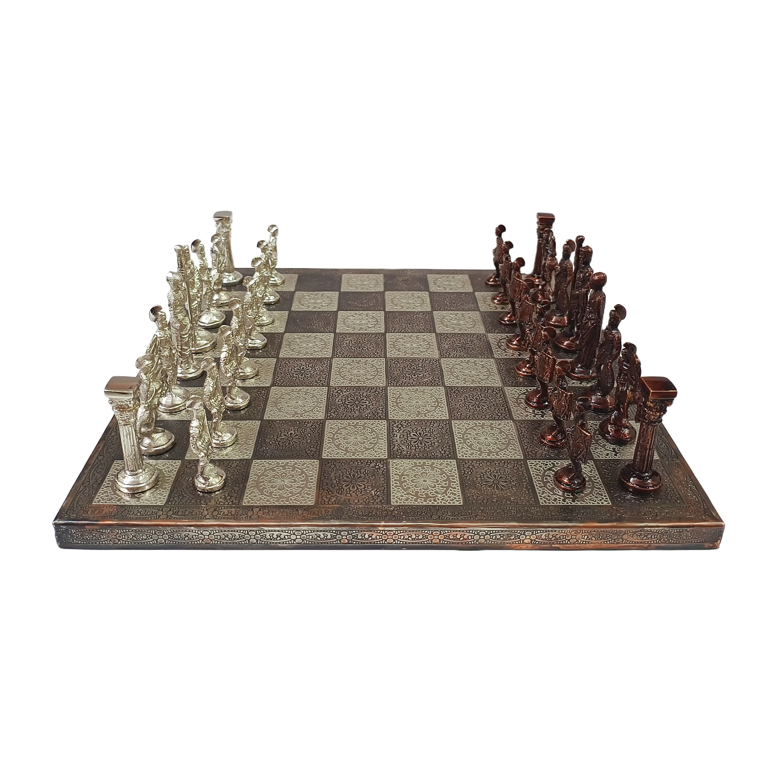 Roman Soldiers Army Themed Brass Chess Set With Bag - Image 3