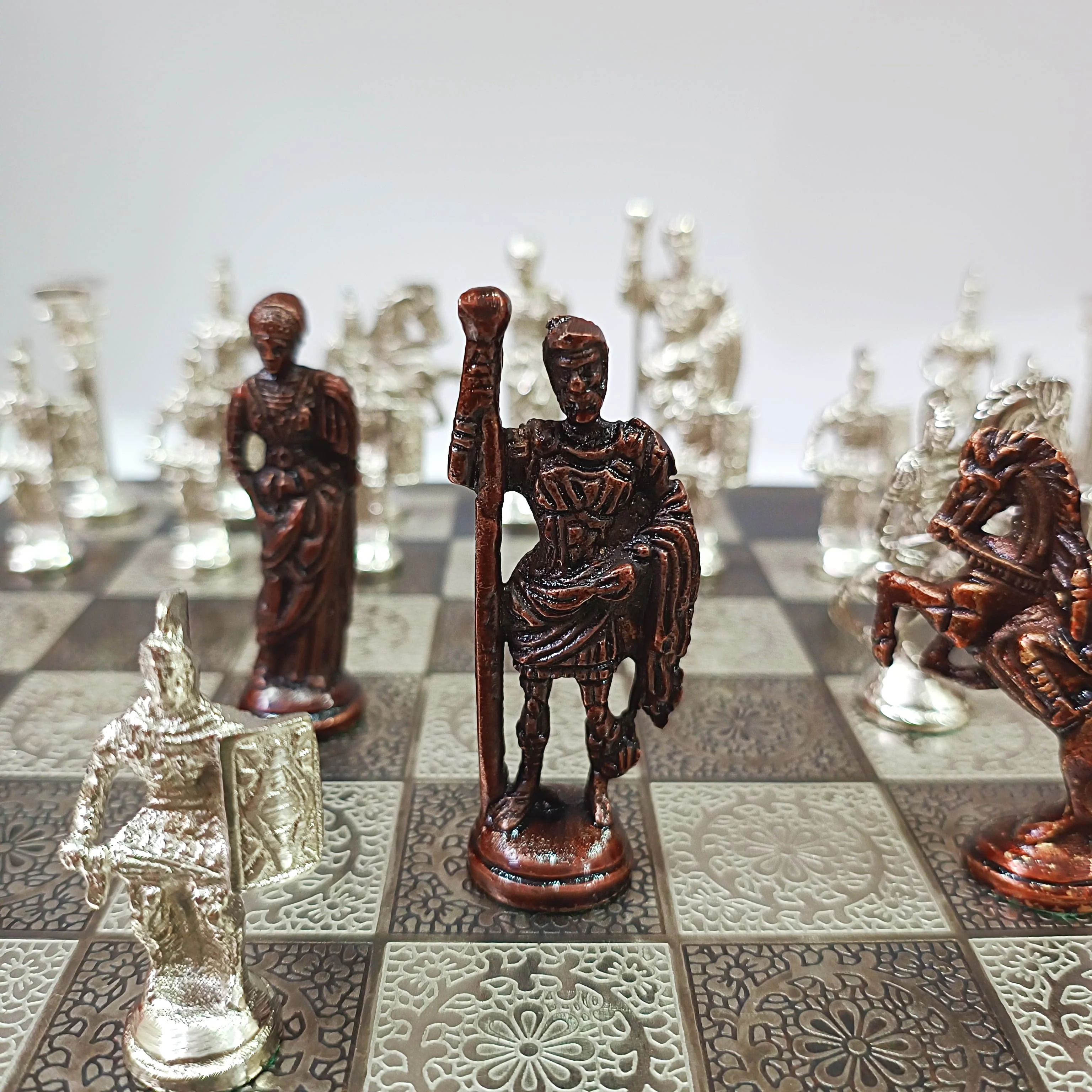 Roman Soldiers Army Themed Brass Chess Set With Bag - Image 4