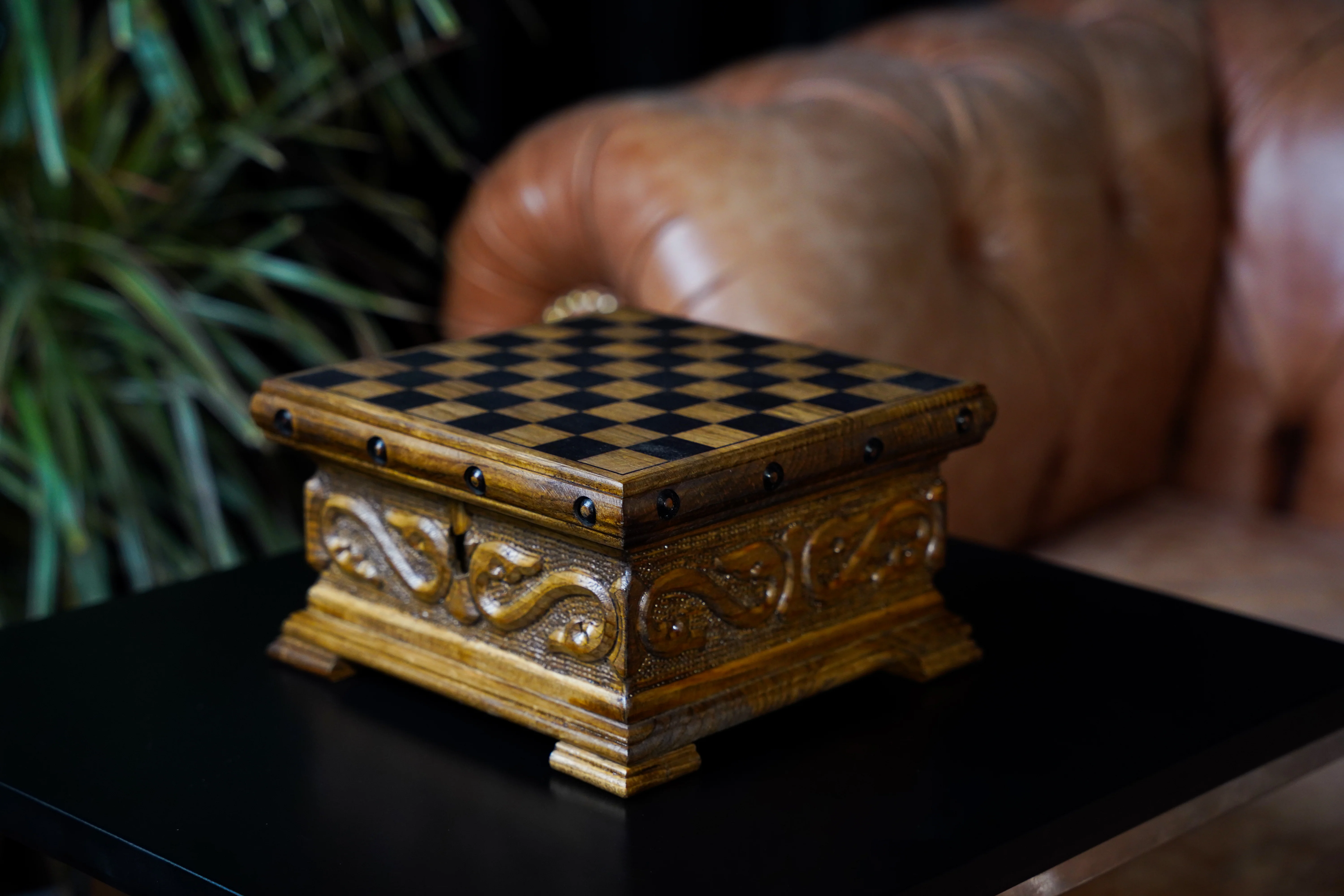 Wooden Chess Set With A Hidden Key And Velvet Storage Department - Image 8