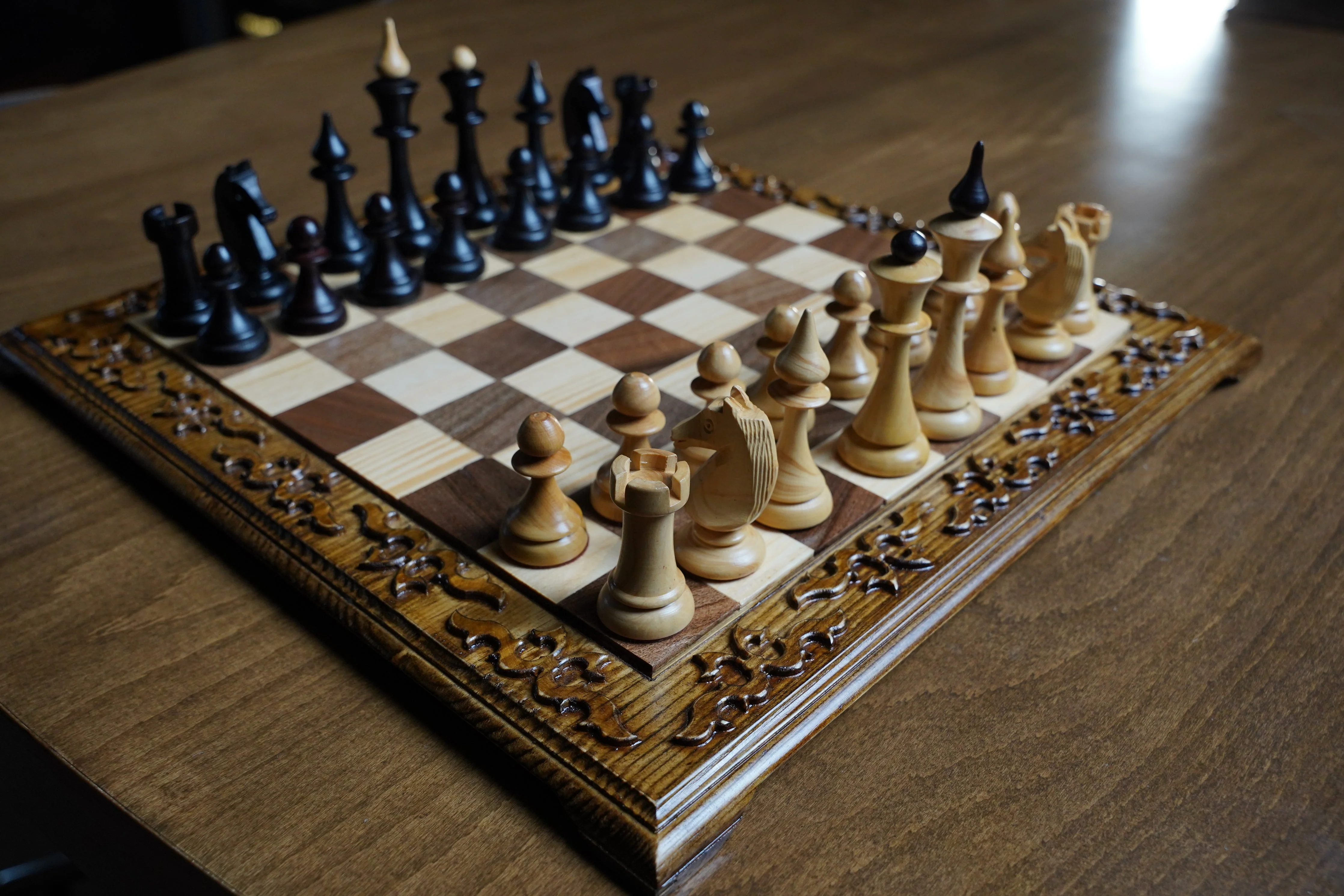 Hand Carved Luxury Chess Set With Latvian Style Chess Pieces - Image 3