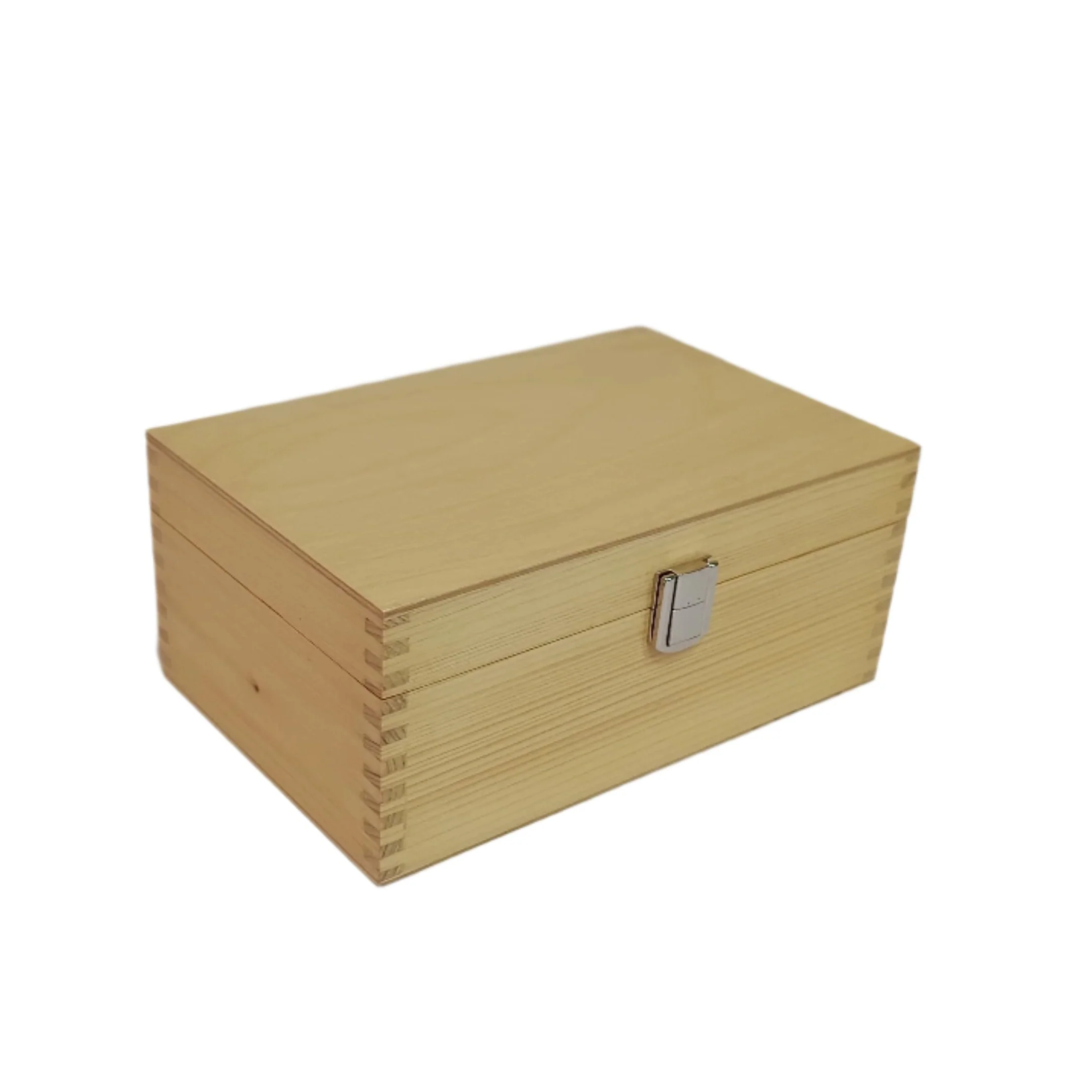 Pine Wood Chess Pieces Storage Box With Velvet Interior - Image 5